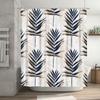 Exotic Palm Leaves Shower Curtain Luxury Floral Bath Decor with Blue Stripes Design for Bathroom DecorationsSize: 180x180cm (Whi