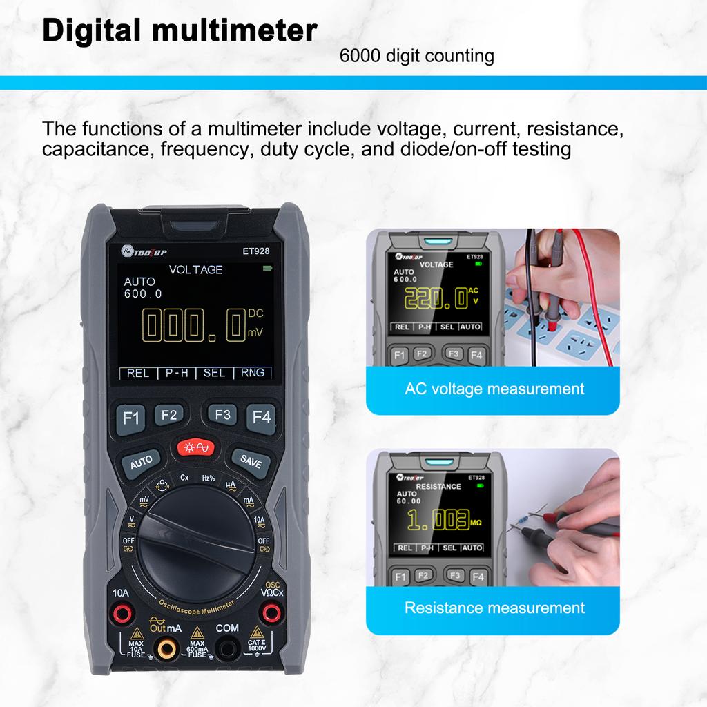 3in1 Oscilloscope Multimeter Signal Generator 6000 Digit Counting Electric Current Voltage Capacitance Resistance Diode