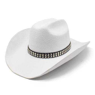 Tibetaanse wollen hoge hoed verdikte wollen vilthoed Tibet grote rand zwarte leren band hoed heren- en dames herfst westerse cowboyhoed
