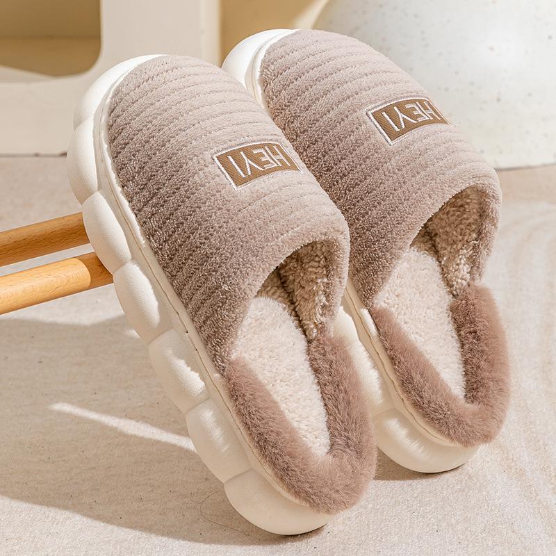 Cixi Cotton Slippers Season Couple Home Indoor Confinement Shoes Non-slip Warm Plush Cotton Slippers