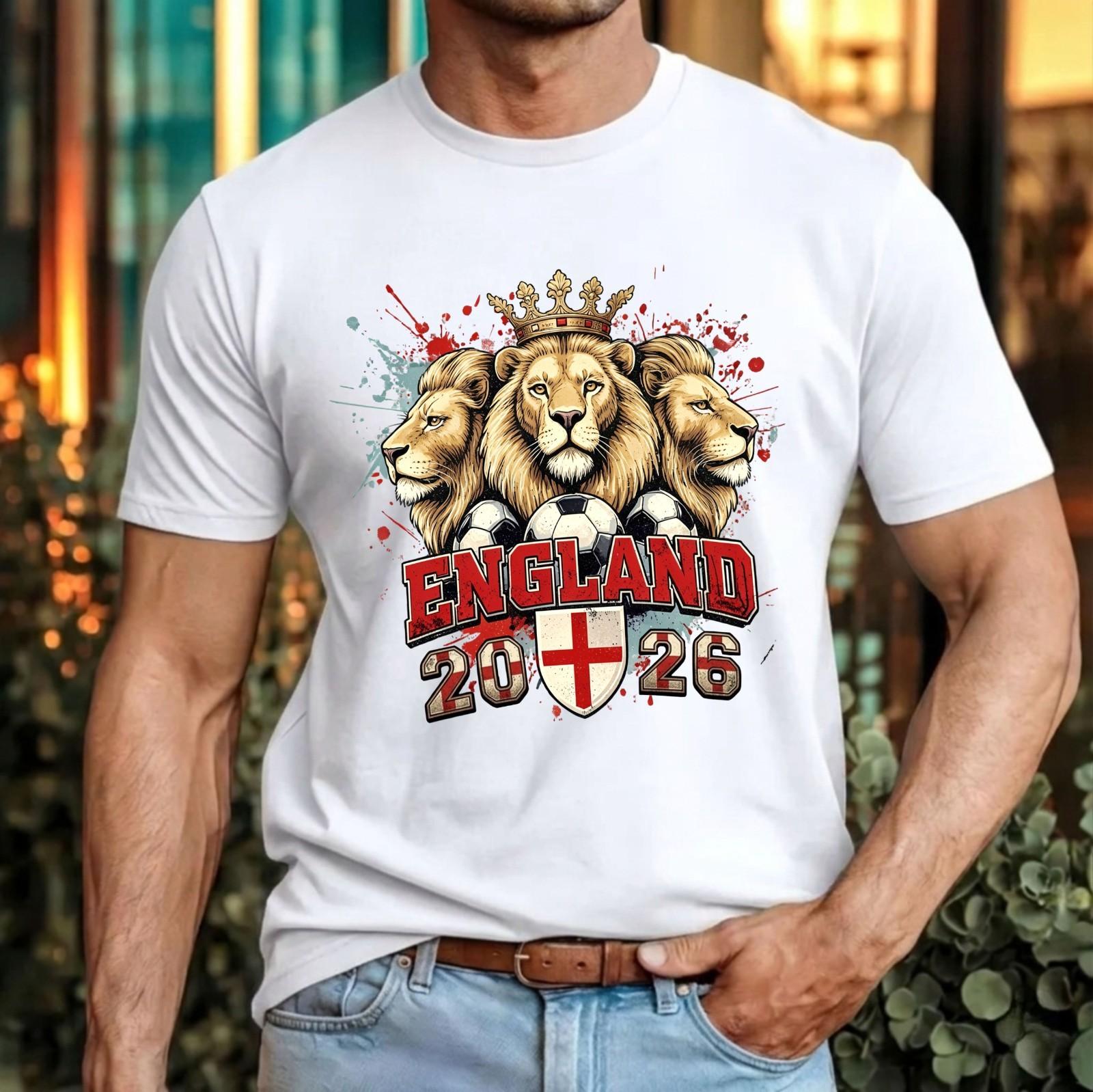 England World Cup 2026 Football T-Shirt St George Three Lions Sport Fans Tee Top L