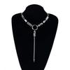 Fashionable Square Black Diamond Irregular Y-Shaped Necklace Decoration Sweet Cool Girl Necklaces Jewelry Accessories Gifts