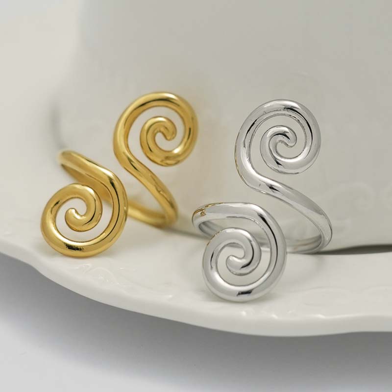 Fashion Metal Hollow Geometric Open Rings For Women Stainless Steel Gold Color Lines Spiral Adjustable Finger Ring Jewelry 2026
