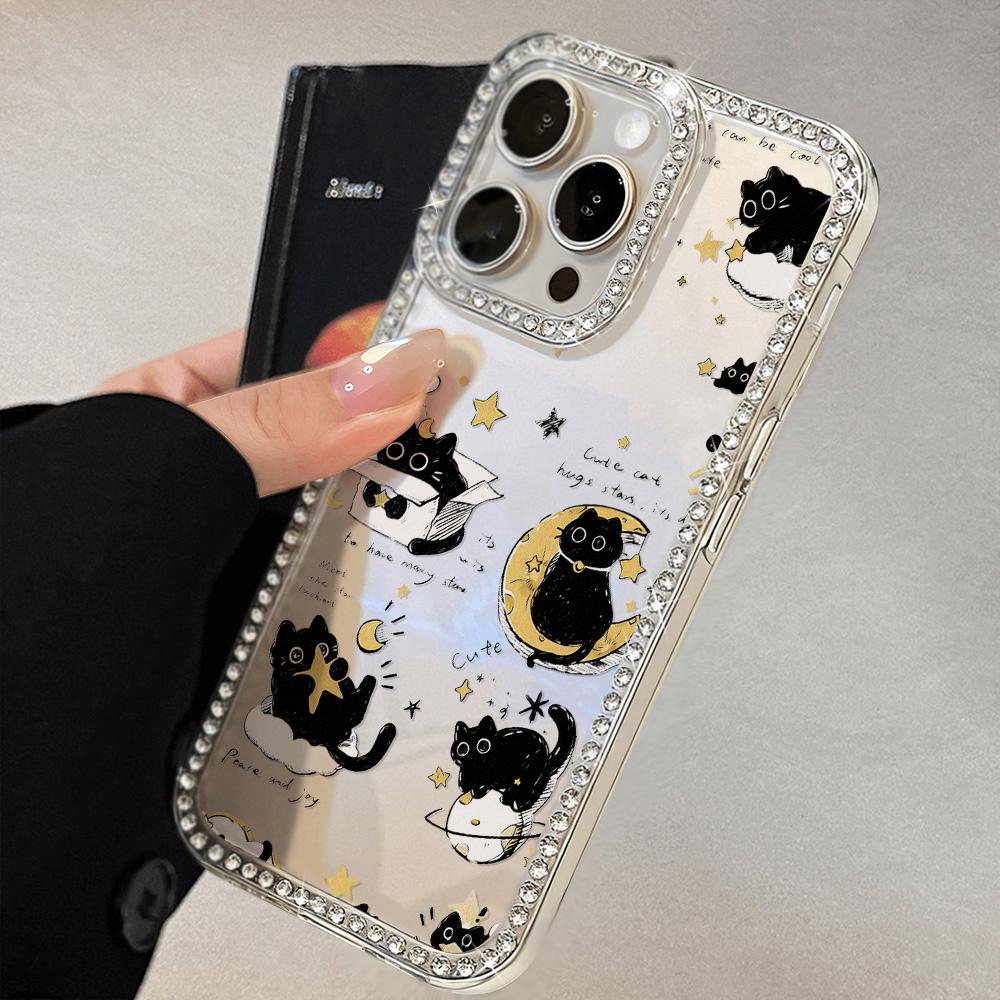 Bracelet Chain Phone Case For iPhone 17 16 15 13 14 for 17Air 17 12 14 16 Pro 17 14 16 Pro Max Sparking Diamond Cute Pattern Hard Cover With Lanyard