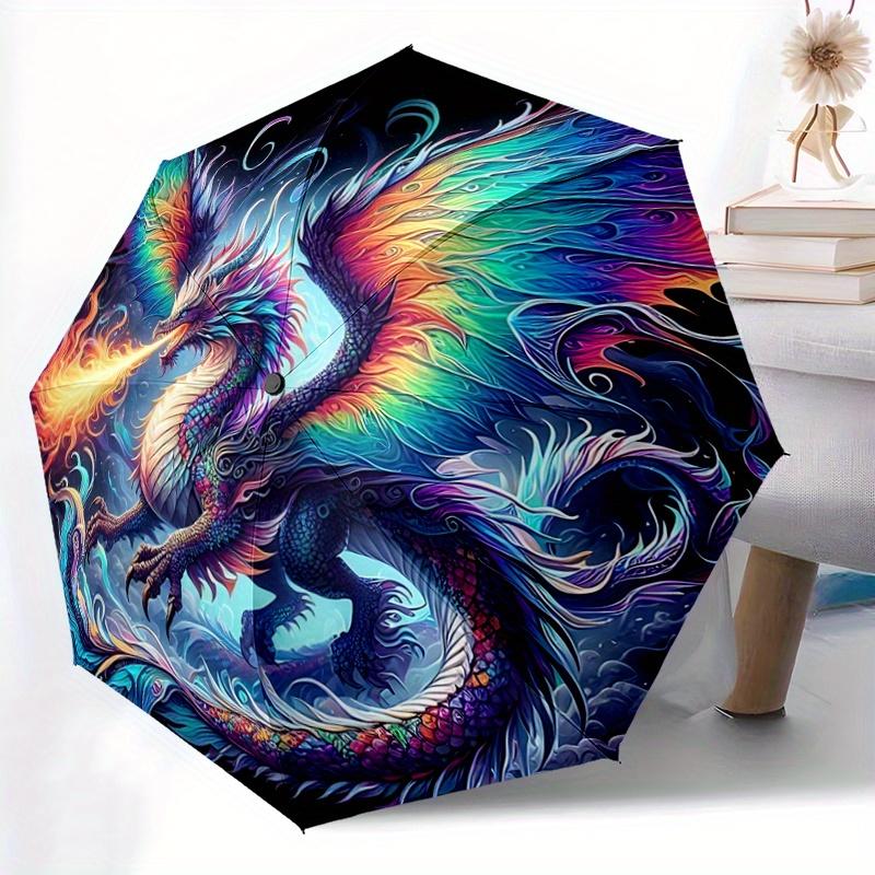 1pc Dragon with Vibrant Colors and Majestic Wings Automatic Open/CloseUmbrella,Compact Umbrella for Men & Women Day Gift.C076