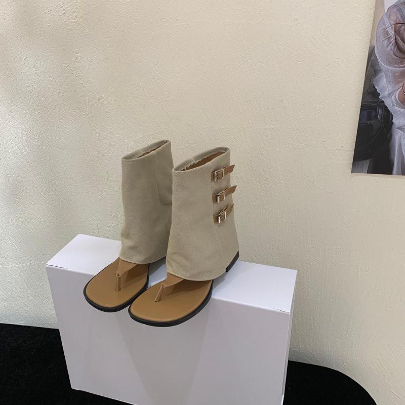 

Roman style toe cool boots 2025 new casual fashion boots summer versatile thick heel 5.5 cm sandals 39 хакі