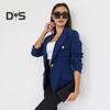 Women Suit Coat Lapel Long Sleeve Flap Pockets Suit Jacket Solid Color Single Button Office Lady Outwear