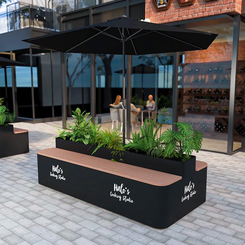 Outdoor Stainless Steel Bench Planter with Divider