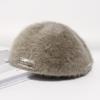 Women'S Reversible Rabbit Fur Beret Winter Warm Double-Sided Knit Hat Retro Painter Cap For Oval And Round Faces