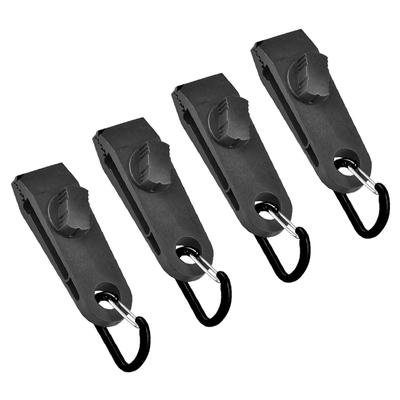 Samcos Tent Clip Lock Carabiner Set of 4 Black Tarp Clip Camping Tent Clamp Windproof Tent Fixing Clip Strong Screw Lock Type Easy To Install
