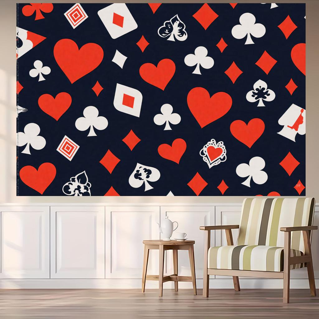 Full suit pattern of playing cards printing polyester wall tapestry suitable for use in living rooms bedrooms offices bars party