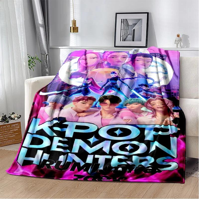 Cartoon Kpop Demon Hunters Rumi Mira Zoey HD Soft Flannel Blanket for Beds Bedroom Sofa,Throw Blanket for Cover Picnic Gift