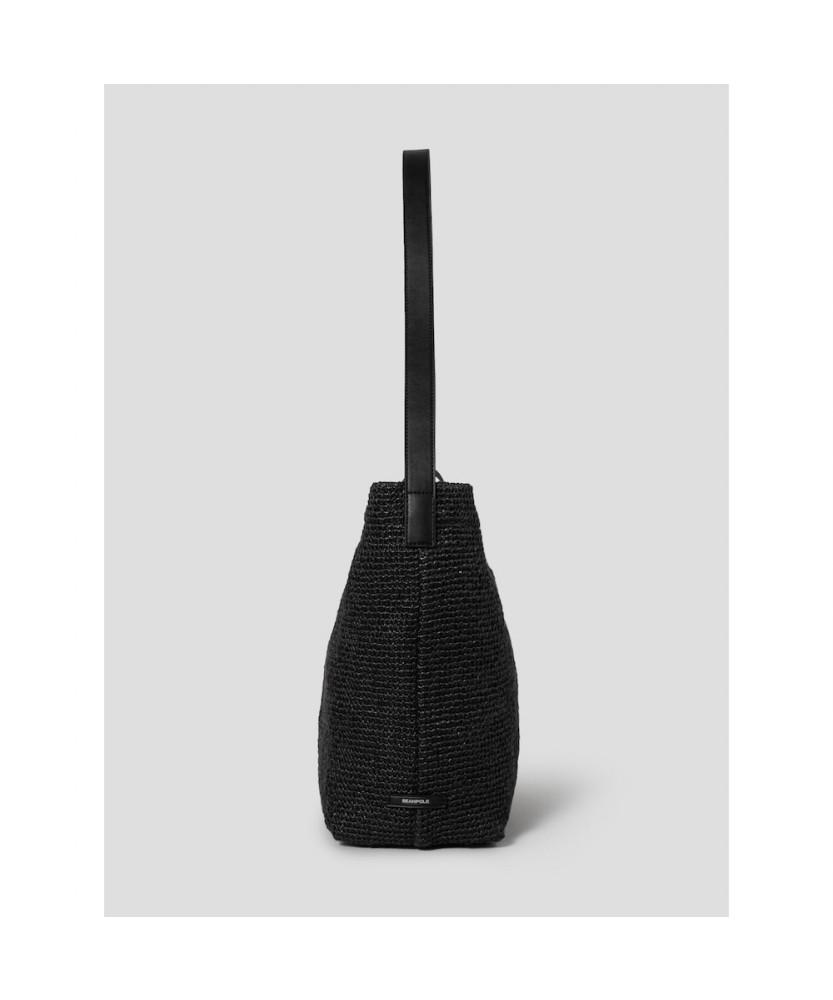 Beanpole Accessory Raffia Shoulder Bag Black