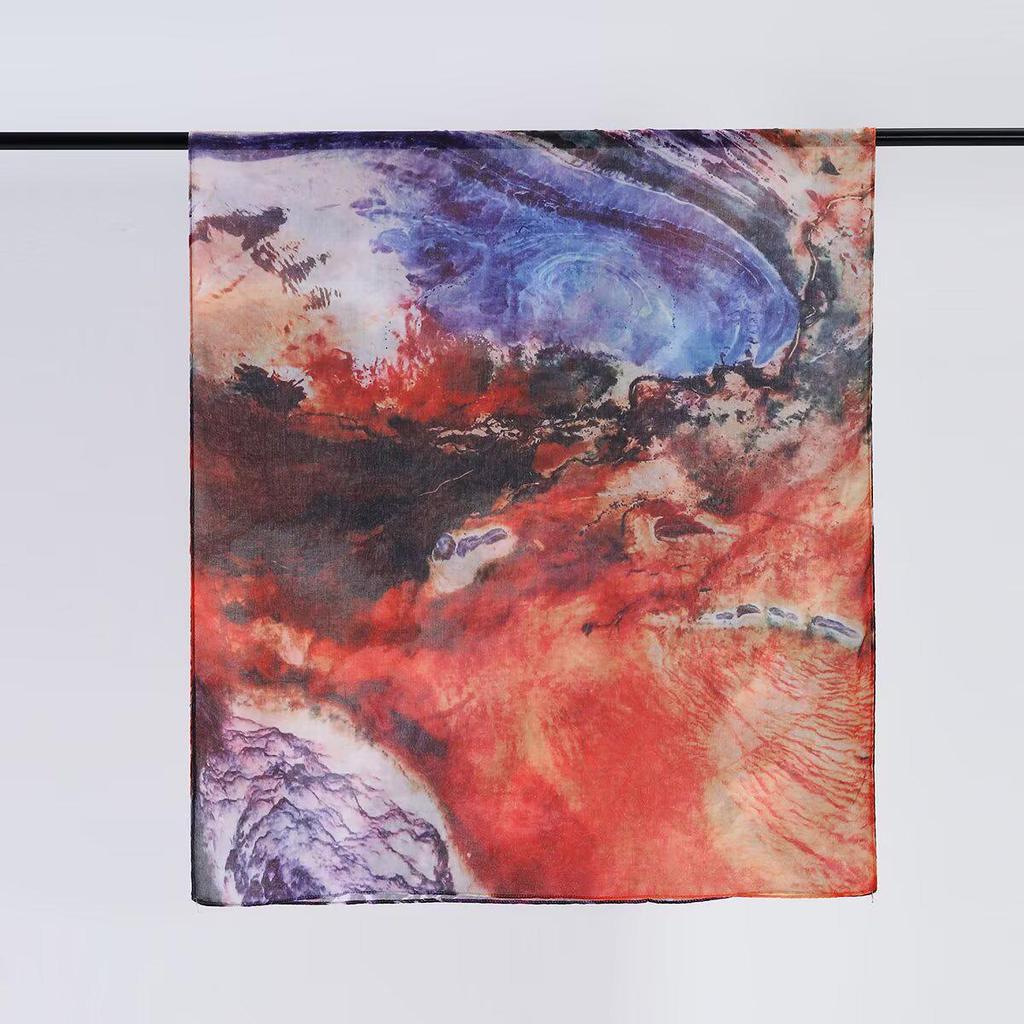 Women's Tie-Dye Watercolor Cotton Linen Scarf - Soft and Stylish Headscarf