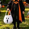 Halloween Party Decor Cute Treat or Trick Bag with Handle for Kids, Reusable Non Decoration Woven Candy Goodie Bag, Soft Handbag Basket Favors