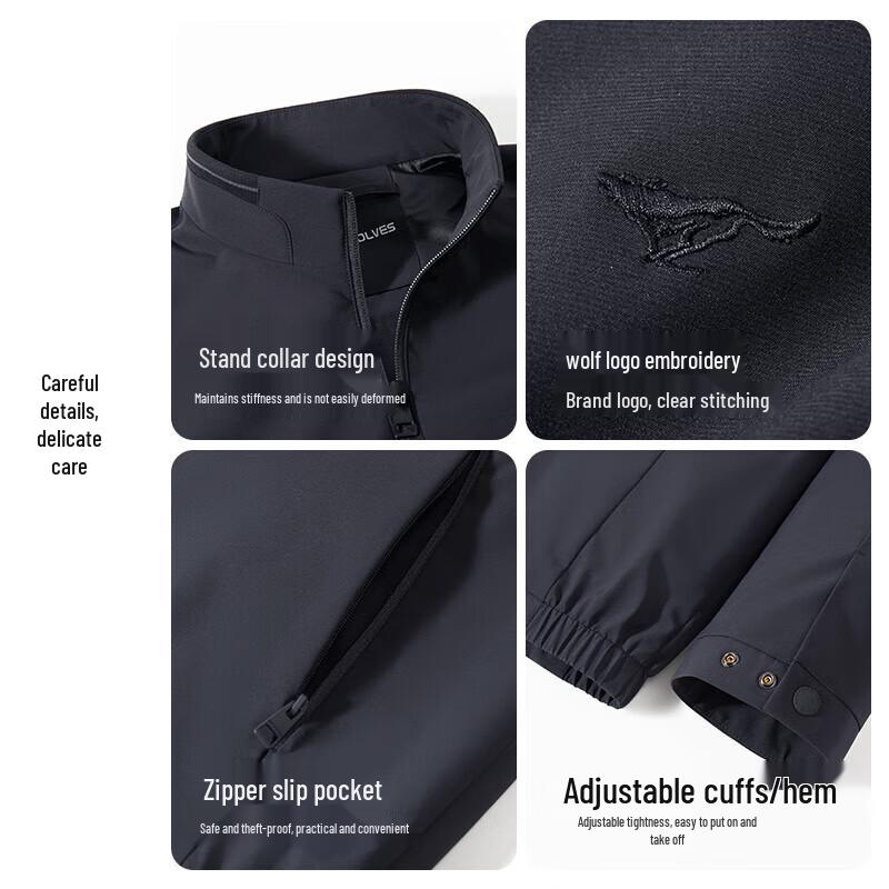 Septwolves Men's Casual Stand Collar Jacket