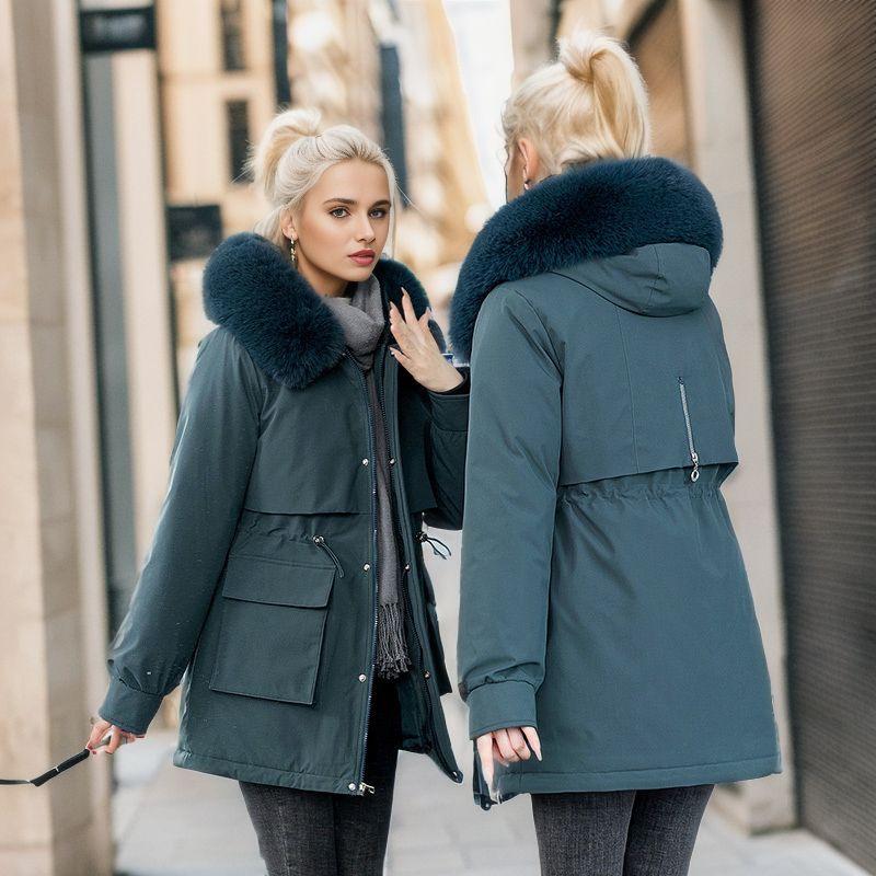 Pie Overcomes Cotton-padded Clothes with Down Winter Down Cotton-padded Clothes for Women's Medium and Long Version with Waist and Large Size