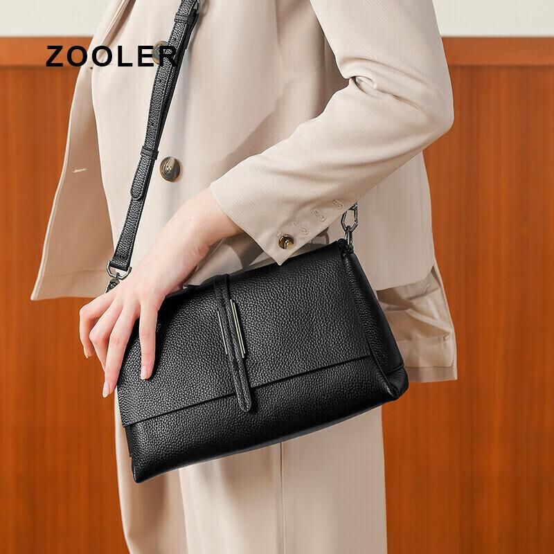 ZOOLER Women's Handbag, Top-Grain Leather, Shoulder Bag, Crossbody Bag, Black