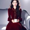 2025 Winter Heiress Style Formal Gown: French Burgundy Velvet Long Dress for Annual Meetings