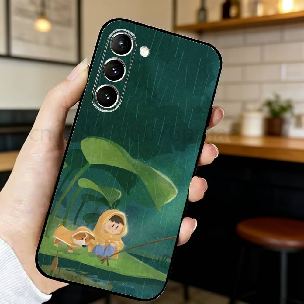 Aesthetic grass illustration Phone Case For Samsung S20,21,22,23,24,25,26 plus,ultra Silicone Cover Samsung S24fe