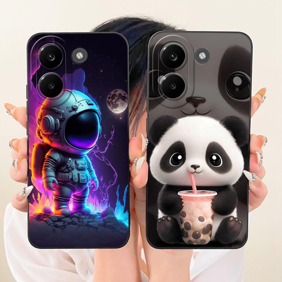 Süße Cartoon Schwarze Katze Drache Weiche Silikonhülle Für Xiaomi Poco X8 Pro Max Redmi Turbo 5 Max Handyhülle Stoßfeste Abdeckung Coque