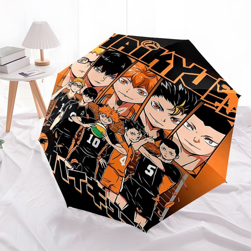 

1pc Haikyuu! Inspired Umbrella - Automatic Opening & Closing, Portable 3-Fold Design, 8-Rib Iron Frame, Outdoor, Perfect Gift for Fans, Travelers, Eve