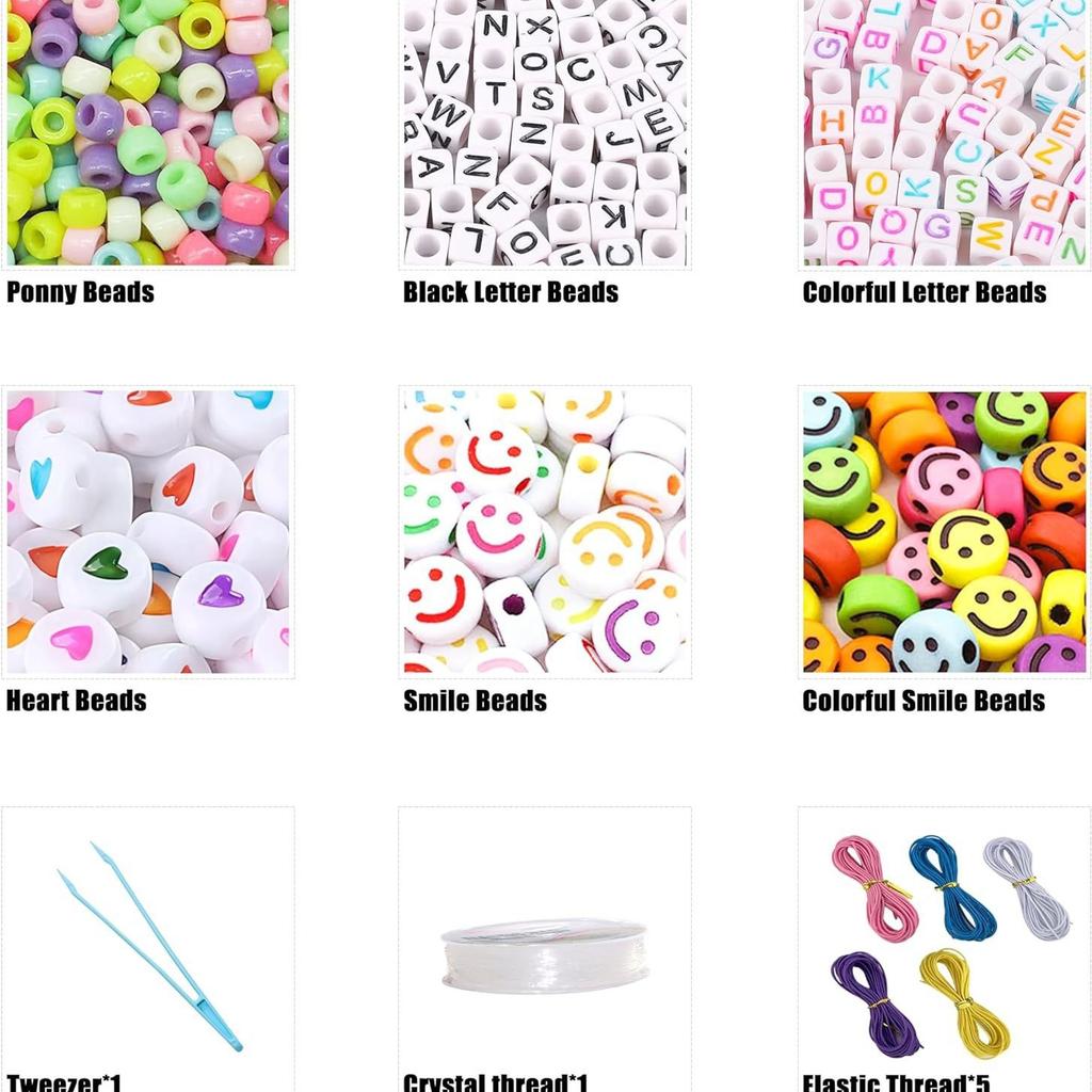 1100 Pony Bead Bracelet Making Kit With Decorative Beads And Jewelry Craft Supplies Diy Jewelry