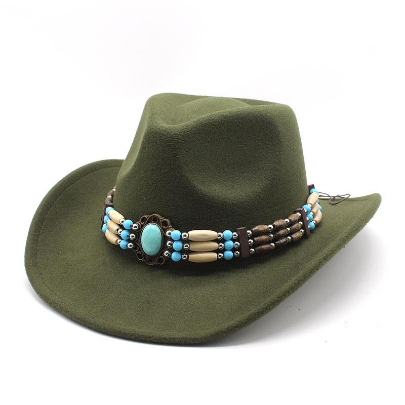 Spring Men'S And Women'S Riding Woolen Felt Hats Western Cowboy Hats British Classic Retro Wide-Brimmed Top Hats