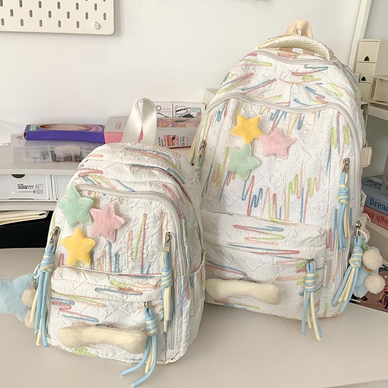 Schoolbag Children Elementary School Girls High School Large Capacity High Appearance Ins Striped Backpack