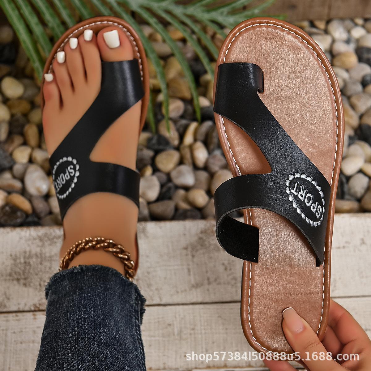 

Европейская и американская внешняя торговля большой размер круглая головка клипса стыд плоская пляжная обувь женская одежда ретро крутые тапочки женская обувь тапочки 36 чёрный