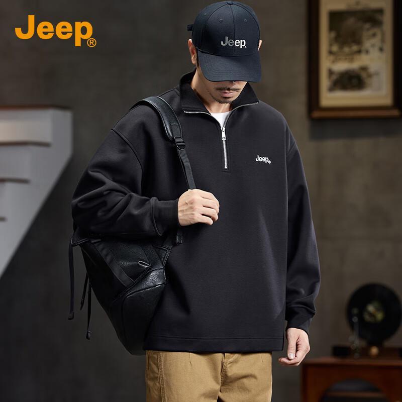 Jeep Men's Casual Half-Button Polo Sweatshirt