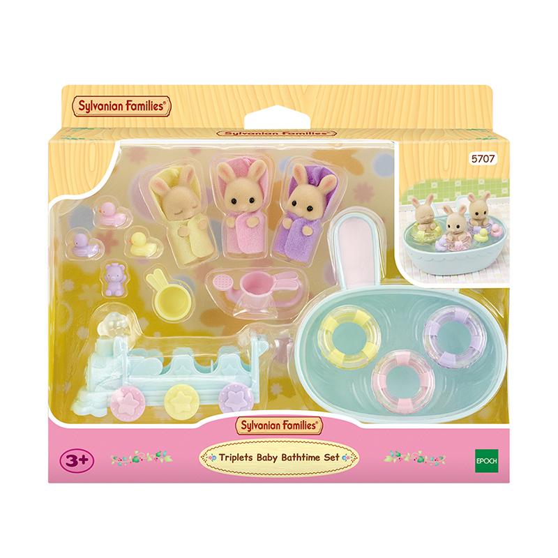 Sylvanian Families 5707 Milk Rabbit Triplets  Bathtime Fun Set