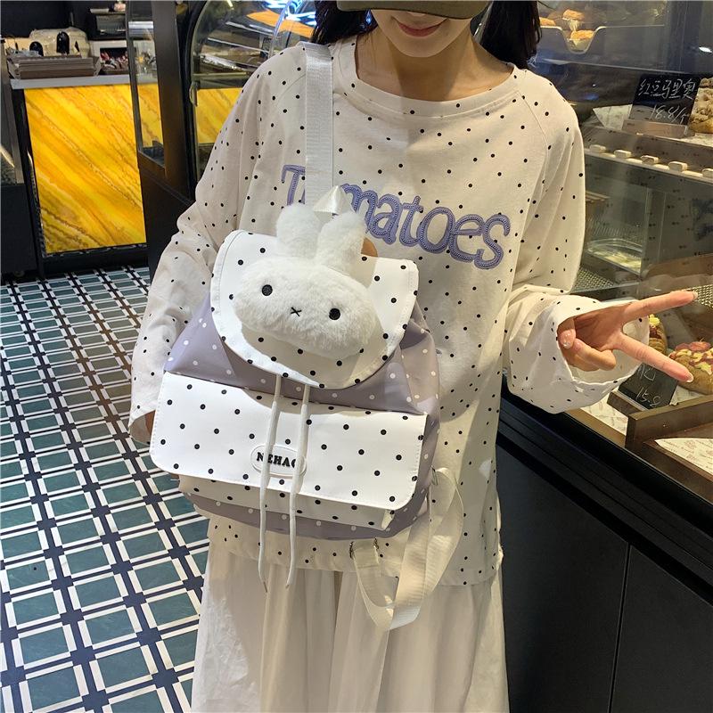 Schoolbag Cartoon Ins Cute Polka Dot Bunny Backpack Female Niche Design Fashion Star Versatile Student Bag