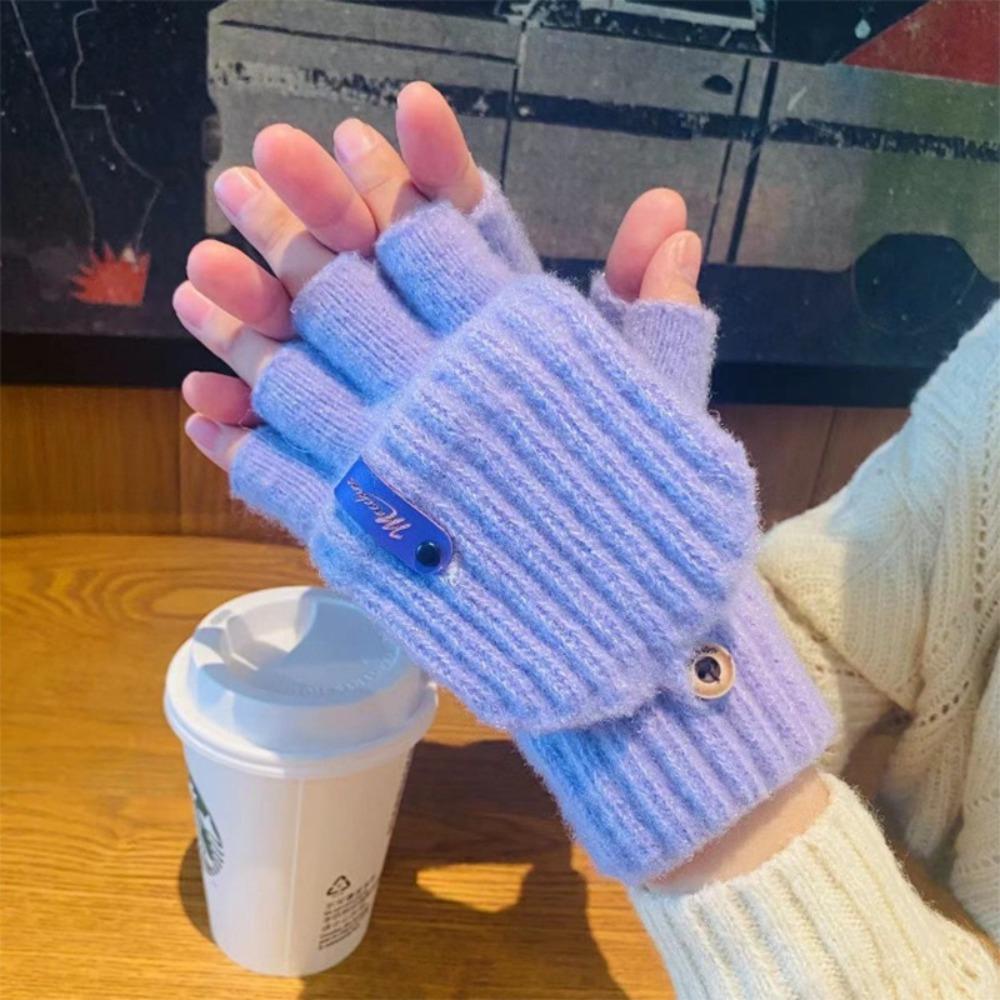 Thermal Knitted Gloves Thicken Half-finger Gloves Trendy Touchscreen Mittens  Men Women