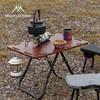 Retro High-End Mountain Guest Aluminum Nanmu Folding Butterfly Table for Outdoor Camping and Cooking