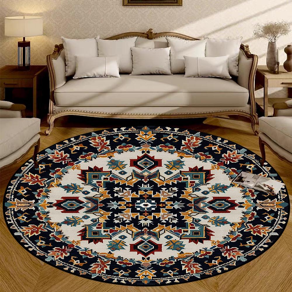 Bohemia Style Round Living Room Carpet Non-slip Bedroom Decoration Washable Rugs Office Chair Mat Bedroom Bedside Soft Carpets