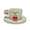 Japanese Hand-Painted Three-Dimensional Cherry Ceramic Cup And Saucer Cute Creative Home Coffee Cup And Saucer Set Personalized Birthday Gift