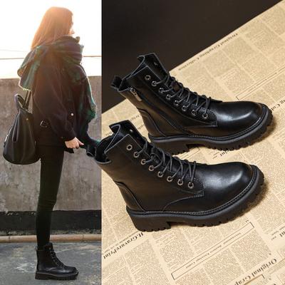 Stiefel Herbst Einzelstiefel Britischer Stil Kurze Stiefel Winter Plüsch Neu Retro Echtes Leder Dicke Sohle Stiefel