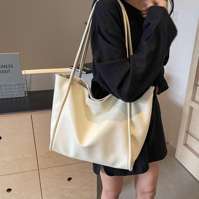 Nähgarn Große Kapazität PU Tragetaschen Heißer Verkauf Retro Einfarbig Haspe Mode Pendeln Weiche Vielseitige Schulter Taschen