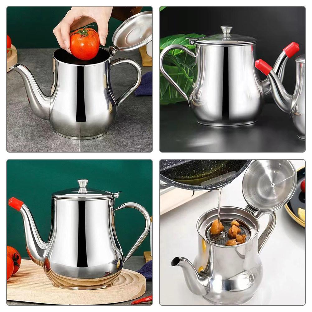 Stainless Steel Oil Strainer Pot Kitchen Grease Separator Container for Oil Filtration and Storage Smooth Surface No Burrs Safe