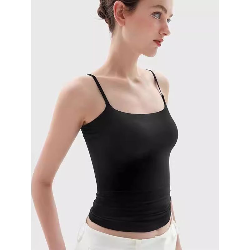 Solid Color Sleeveless Camisole Top Women's Solid Color Square Collar Sleeveless Sling Tops
