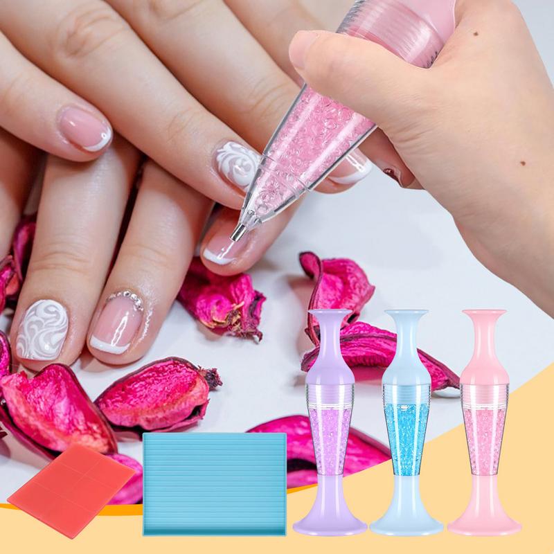 3pcs Flower Pot Shaped Gem Art Pen With Gem Tray And Glue Clay Automatic Dispensing Diamonds Painting Pen Diamonds Painting Tool