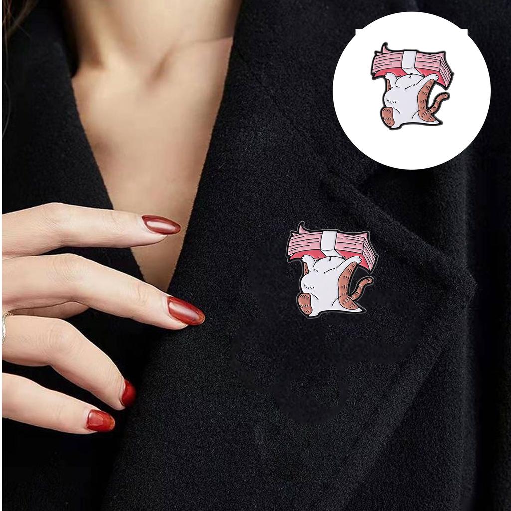 Playful Orange Cat Brooch For Casual Outfits Zinc Alloy Chest Decoration Accessory Great Gift For Cat Lovers