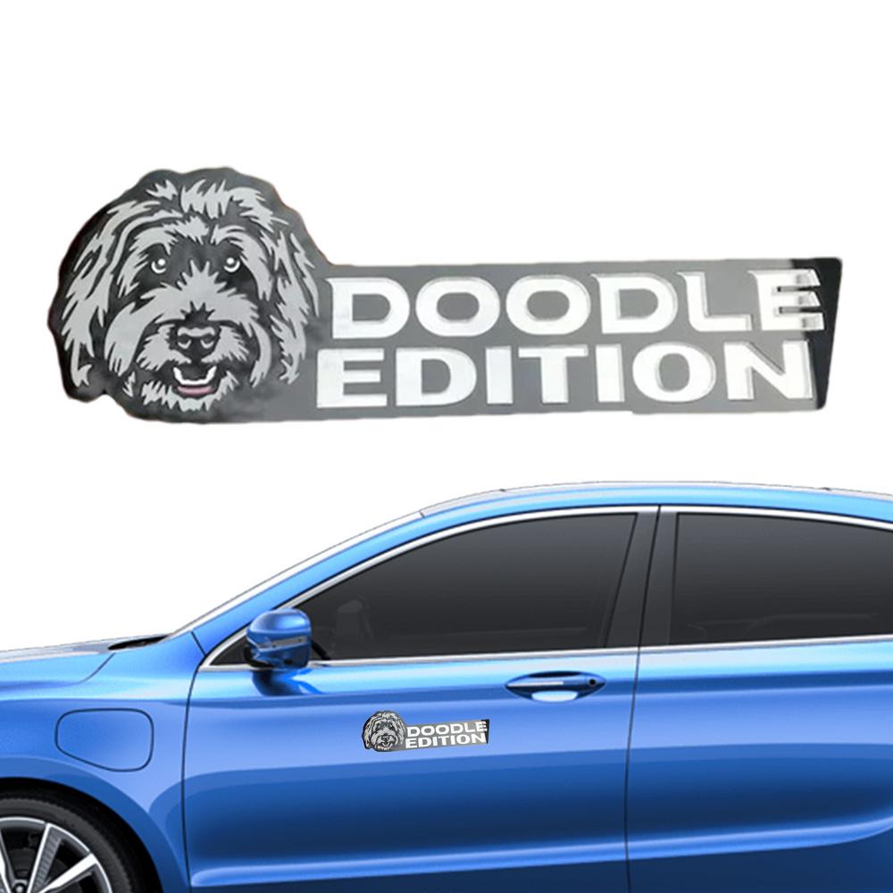 Dog Badge Sticker Acrylic Cute 3D Dog Emblem Precise Cut Fun Car Exterior Decorations Rectangle Car Emblems And Badges For Cars