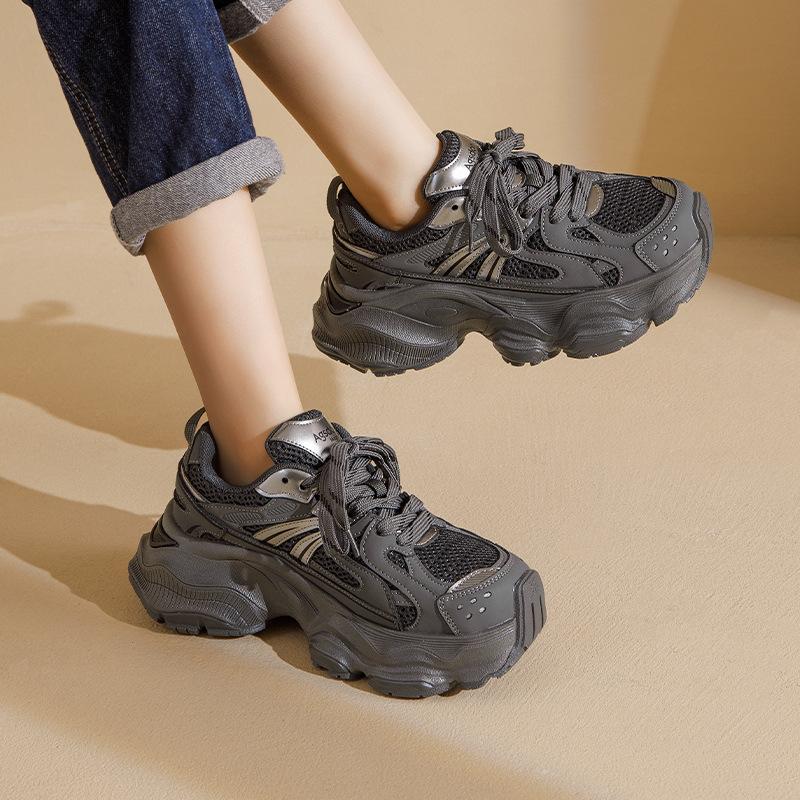 Augustine Daddy Shoes New Mesh Retro Premium Gray Platform Casual Sneakers In Winter