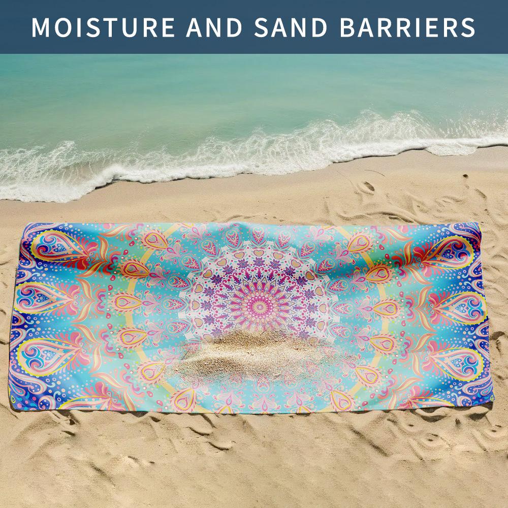 Ręcznik plażowy z filtrem przeciwsłonecznym UPF + szal z filtrem przeciwsłonecznym podróż nad morze drukowany ręcznik kąpielowy szybkoschnący sportowy ręcznik plażowy