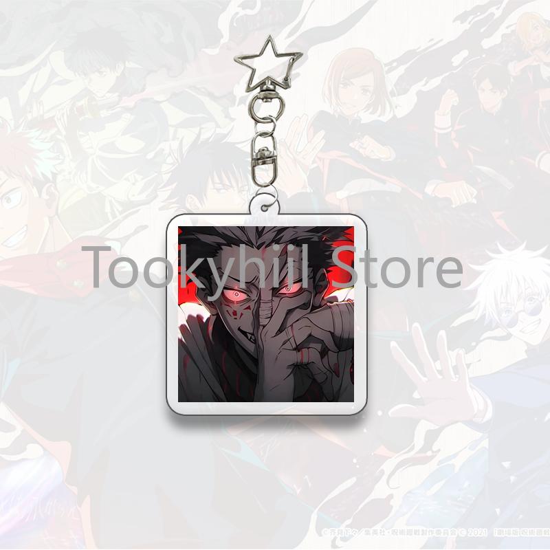 Gojo Satoru Square Keychain Boyfriend Exquisite Backpack Anime Figure Decorate Pendant Cartoon Itadori Yuji Collect Accessories