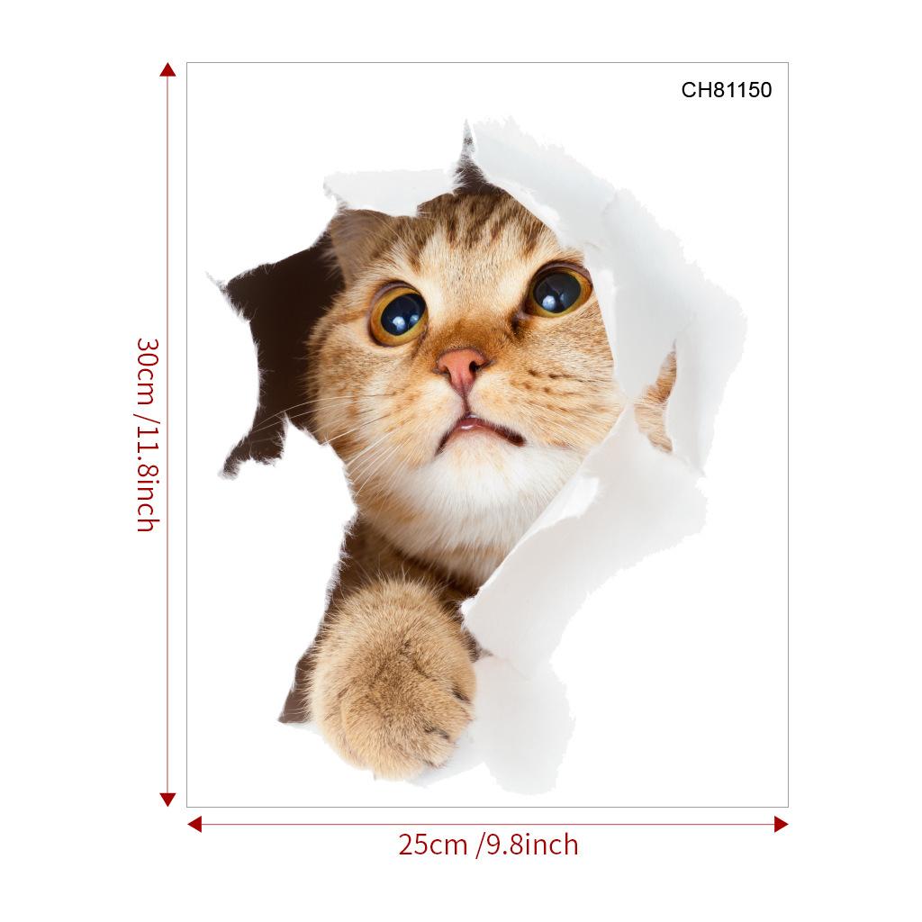 Lovely Cat Toilet Stickers For Wc Washroom Decoration Diy Vivid 3d Look Pet Animal Home Decals Pvc Wall Mural Art Print Posters