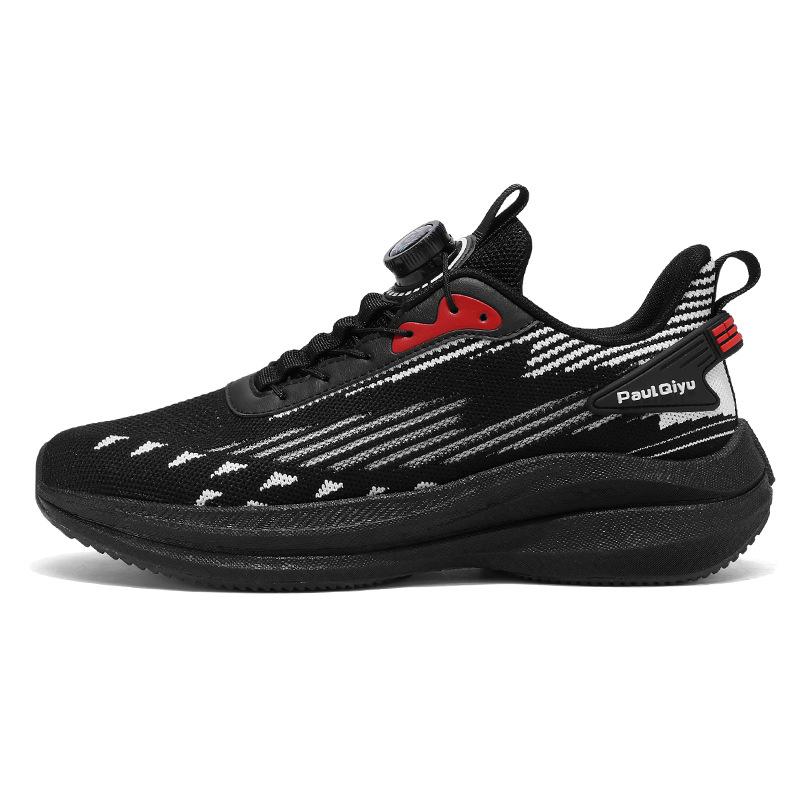 2024 New Rotating Buckle Flying Woven Mesh Casual Sports Running Men's Shoes Large Size Shoes Fashionable and Versatile Outdoor