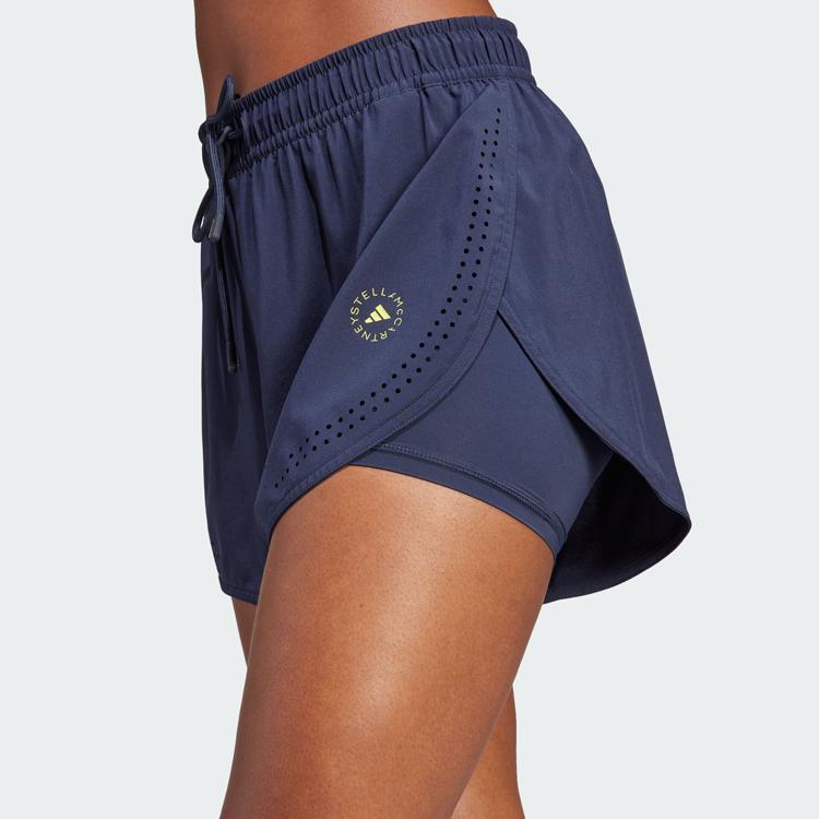 adidas X Stella McCartney Pantaloncini da Allenamento Due in Uno con Logo Puro Donna Fondo Blu Leggenda-Inchiostro IB6827